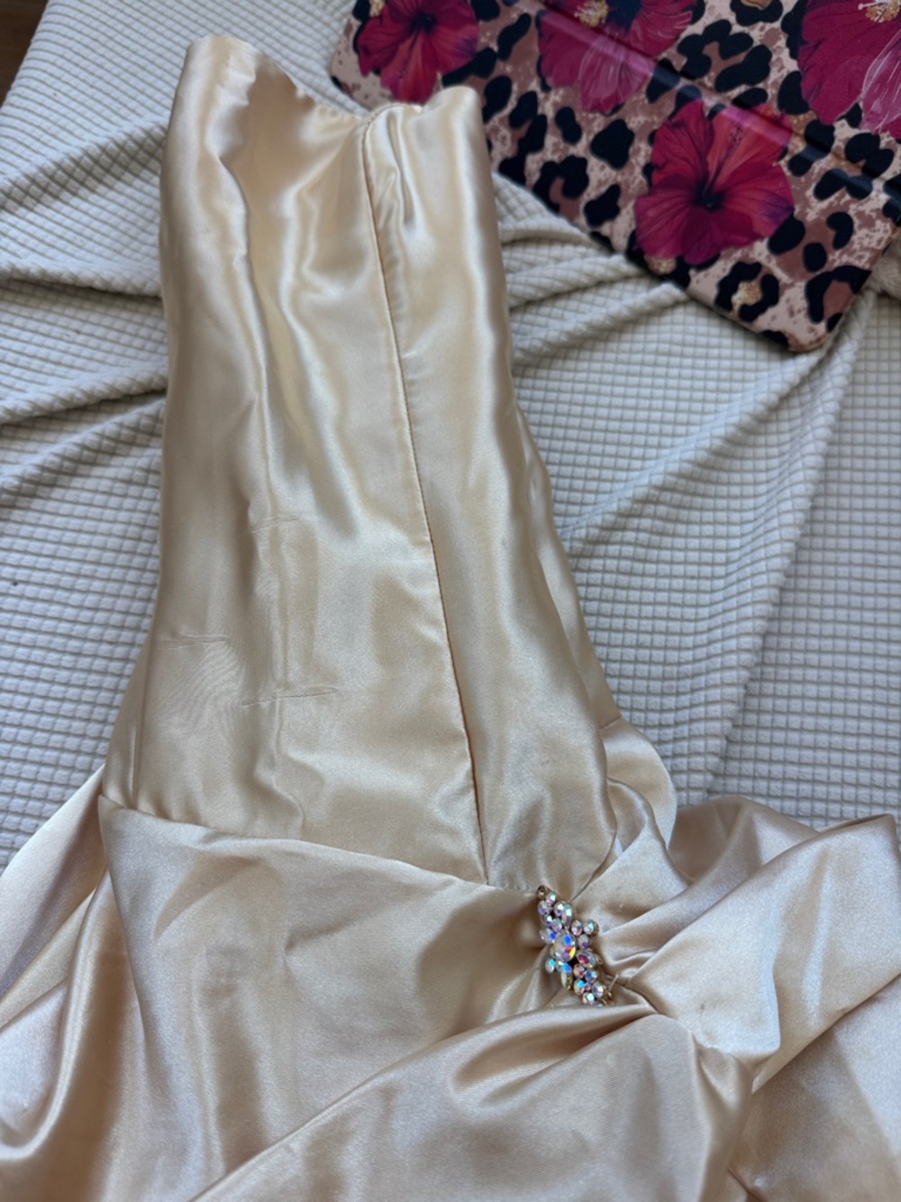 Vintage Jessica McClintock For Gunne Sax Gold Strapless High Low Dress - 3